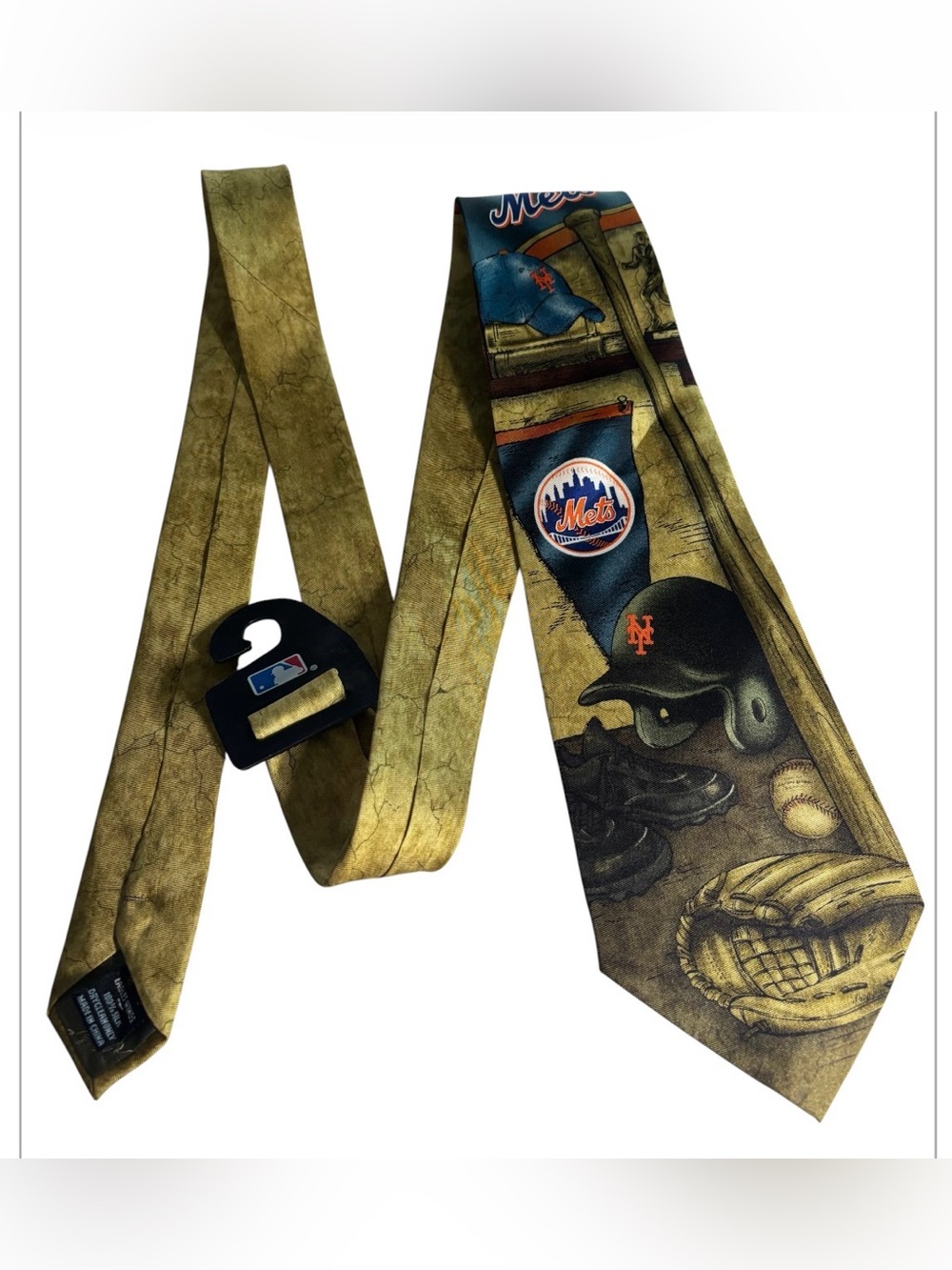 New York Mets Olive Green Baseball-Themed Men's Tie NWT
